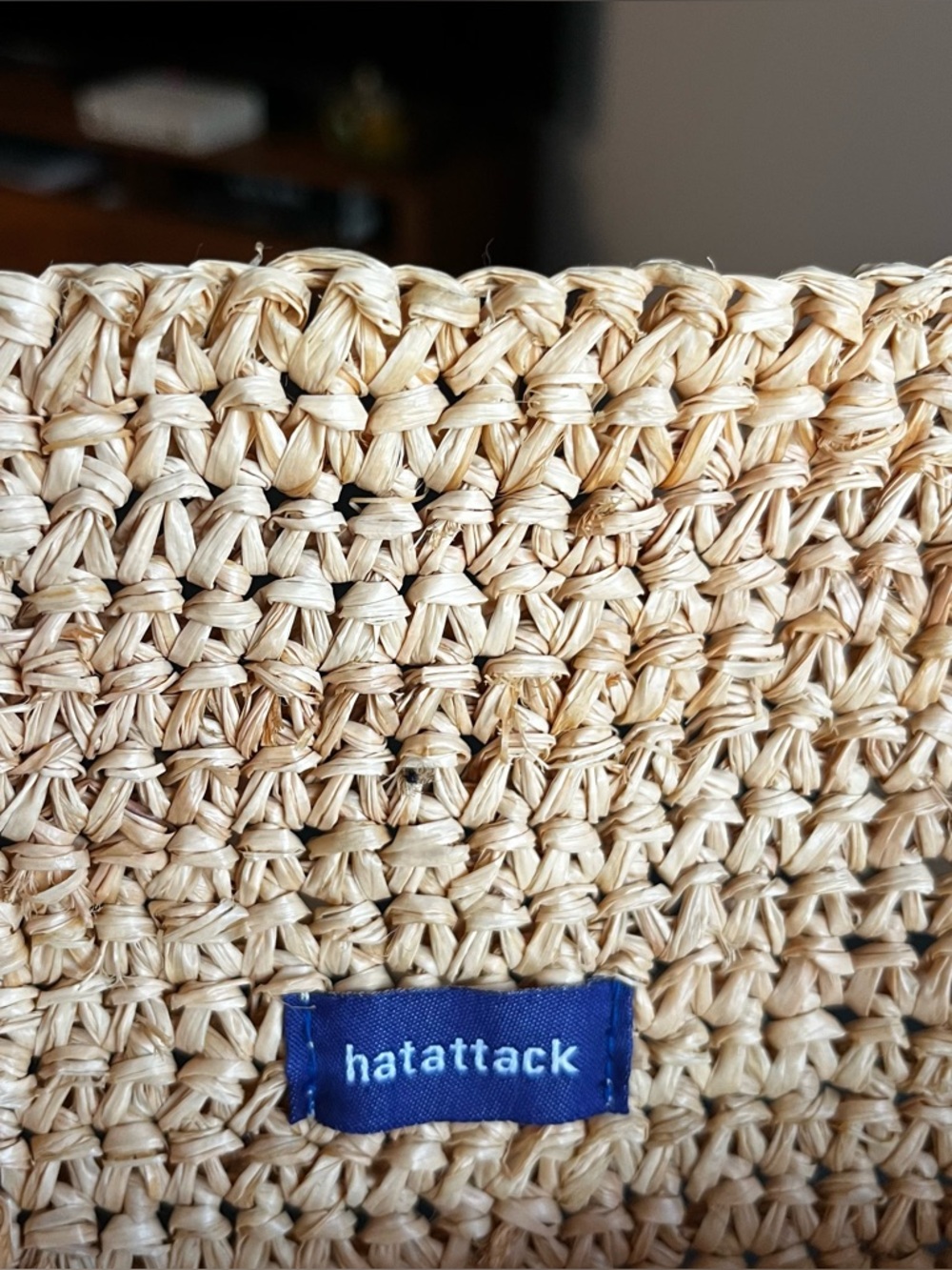 Hat Attack Luxe Stripe Tote 100% Raffia Natural/Black LARGE Summer Beach Boho - Picture 5 of 12